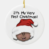 Afroamerikaner-Baby-1. Weihnachtsverzierung Keramikornament (Hinten)