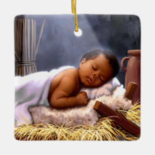 Afroamerikaner-Baby-Jesus-Weihnachtsverzierungen Keramikornament