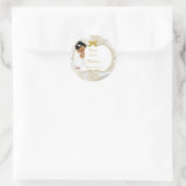 Afroamerikaner-Baby-Taufe-Goldkreuz Runder Aufkleber (Tasche)
