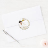 Afroamerikaner-Baby-Taufe-Goldkreuz Runder Aufkleber (Umschlag)