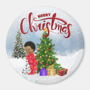 Afroamerikaner-Baby-Weihnachtsmagnet Magnet