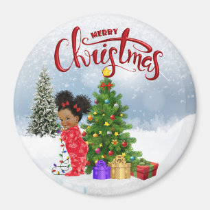 Afroamerikaner-Baby-Weihnachtsmagnet Magnet