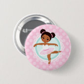 Afroamerikaner-Ballerina - rosa Ballett-Tänzer Button (Vorne & Hinten)