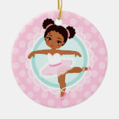 Afroamerikaner-Ballerina - rosa Ballett-Tänzer Keramik Ornament (Vorne)