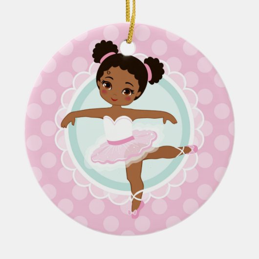 Afroamerikaner-Ballerina - rosa Ballett-Tänzer Keramik Ornament (Vorne)