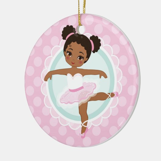 Afroamerikaner-Ballerina - rosa Ballett-Tänzer Keramik Ornament (Links)