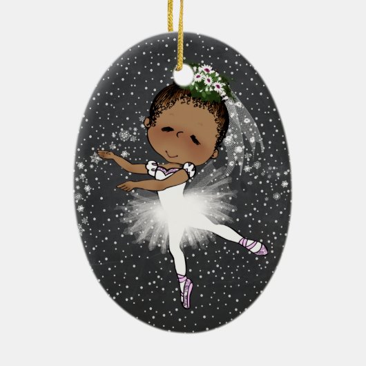 Afroamerikaner-Ballerina-Weihnachtsverzierung Keramik Ornament (Hinten)
