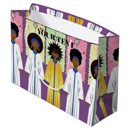 Afroamerikaner Carolers Sänger Weihnachtschor Große Geschenktüte (Rückseite Schrägansicht)