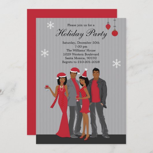 Afroamerikaner der Weihnachtszeit-Party Einladung (Vorne/Hinten)
