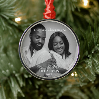 Afroamerikaner Erste Weihnachten als Mr. & Mrs. Fo Ornament Aus Metall