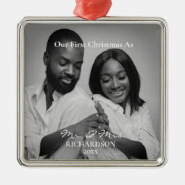 Afroamerikaner Erste Weihnachten als Mr. & Mrs. Fo Ornament Aus Metall