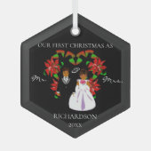 Afroamerikaner Erste Weihnachten als Mr. & Mrs. Ornament Aus Glas (Vorderseite)