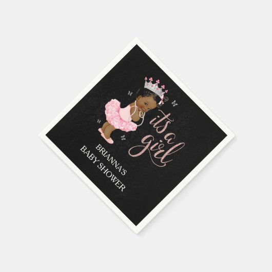 Afroamerikaner Es ist eine Mädchendusche Napkin Serviette (Ecke)