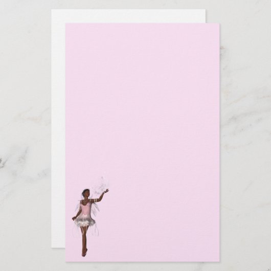 Afroamerikaner-feenhaftes Fantasie-Briefpapier KRW Briefpapier (Vorne/Hinten)