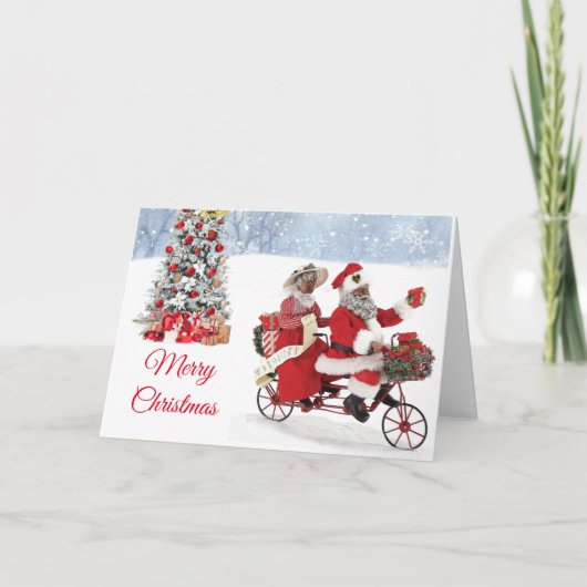 Afroamerikaner Herr & Mrs. Claus Christmas Card Karte (Vorderseite)