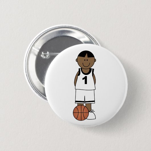 Afroamerikaner-Jungen-Basketball Button (Vorne & Hinten)