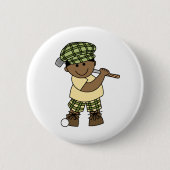 Afroamerikaner-Jungen-Golfspieler Button (Vorderseite)