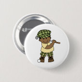 Afroamerikaner-Jungen-Golfspieler Button (Vorne & Hinten)