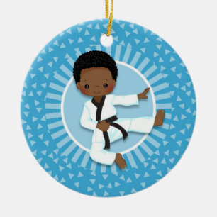 Afroamerikaner-Karate-Jungen-Judo-Kampfkünste Keramik Ornament
