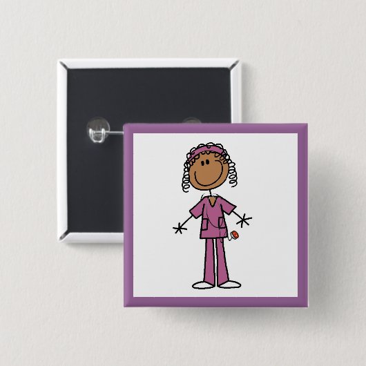 Afroamerikaner-Krankenschwester Button (Vorne & Hinten)