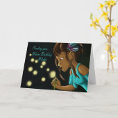 Afroamerikaner Mädchen und Löwenzahn Karte (Gelbe Blume)