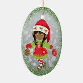 Afroamerikaner-Mädchen-Weihnachtsverzierung Keramik Ornament (Rechts)