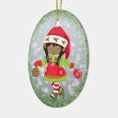 Afroamerikaner-Mädchen-Weihnachtsverzierung Keramik Ornament (Links)