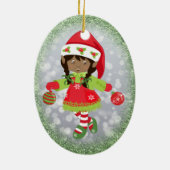 Afroamerikaner-Mädchen-Weihnachtsverzierung Keramik Ornament (Hinten)