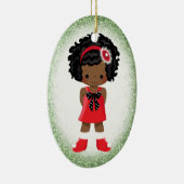 Afroamerikaner-Mädchen-Weihnachtsverzierung Keramik Ornament (Rechts)