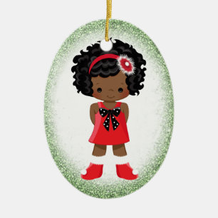 Afroamerikaner-Mädchen-Weihnachtsverzierung Keramik Ornament