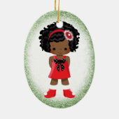 Afroamerikaner-Mädchen-Weihnachtsverzierung Keramik Ornament (Hinten)
