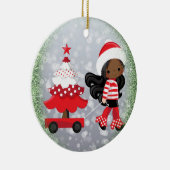 Afroamerikaner-Mädchen-Weihnachtsverzierung Keramik Ornament (Rechts)