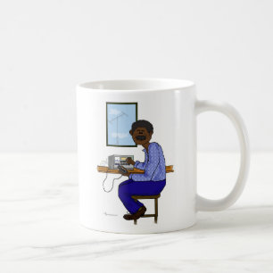 Afroamerikaner-männlicher Schinken-Betreiber Kaffeetasse