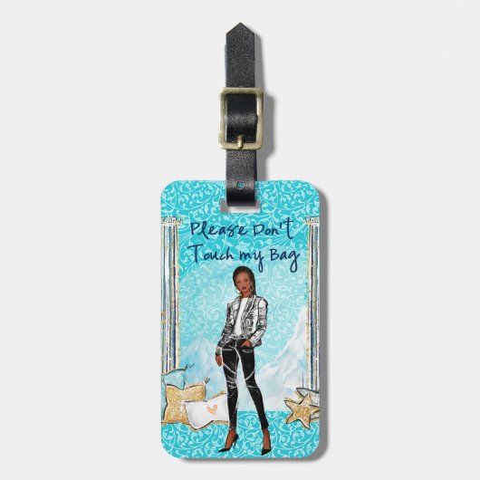 Afroamerikaner-Mode-Mädchen-Gepäckanhänger Gepäckanhänger (Vorderseite vertikal)