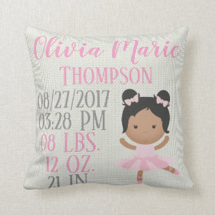Afroamerikaner-rosa Ballerina-Ballett-Tanz-Geburt Kissen