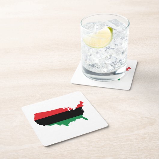 Afroamerikaner _ Rot, Schwarz und Grün Rechteckiger Pappuntersetzer (Vor Ort)