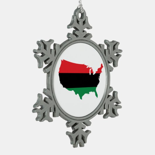Afroamerikaner _ Rot, Schwarz und Grün Schneeflocken Zinn-Ornament (Links)