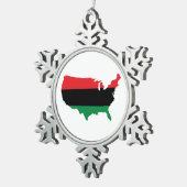 Afroamerikaner _ Rot, Schwarz und Grün Schneeflocken Zinn-Ornament (Rechts)