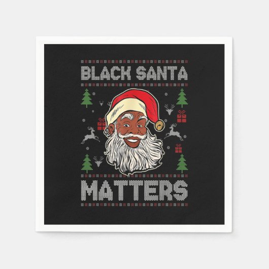 Afroamerikaner Santa Black Matters Weihnachts Paj Serviette (Vorderseite)