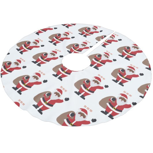 Afroamerikaner Santa Brushed Polyester Polyester Weihnachtsbaumdecke (Schrägansicht)