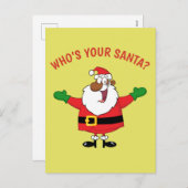 Afroamerikaner Santa Hugs Feiertagspostkarte (Vorne/Hinten)