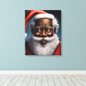 Afroamerikaner, schwarzer Weihnachtsmann Leinwanddruck (Insitu (Holzboden))