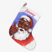 Afroamerikaner-schwarzes Großer Weihnachtsstrumpf (Vorderansicht (hängend))