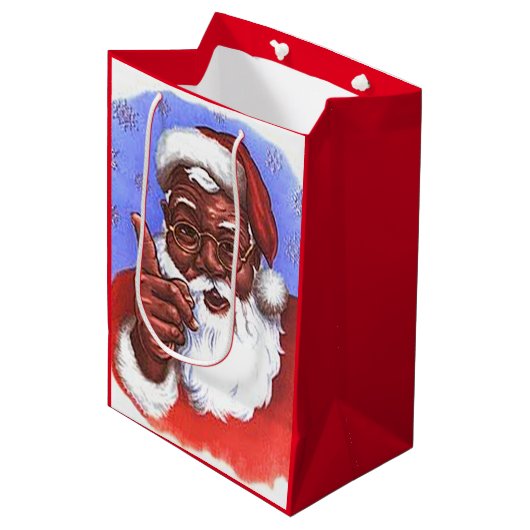 Afroamerikaner-schwarzes Mittlere Geschenktüte (Vorderseite Schrägansicht)