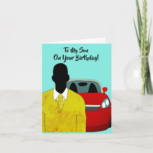 Afroamerikaner Son Happy Birthday Karte (Vorderseite)