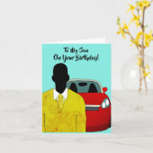 Afroamerikaner Son Happy Birthday Karte (Gelbe Blume)