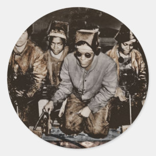 Afroamerikaner-Stahlarbeiter WWII Runder Aufkleber