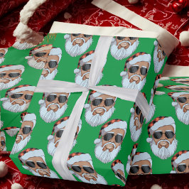 Afroamerikaner Weihnachtsgeschenk "Santa Face Gree Geschenkpapier