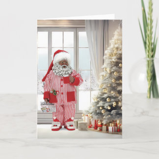 Afroamerikaner Weihnachtsmorn Feiertagskarte