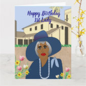 Afroamerikanerin 1. Lady Geburtstag Karte (Gelbe Blume)